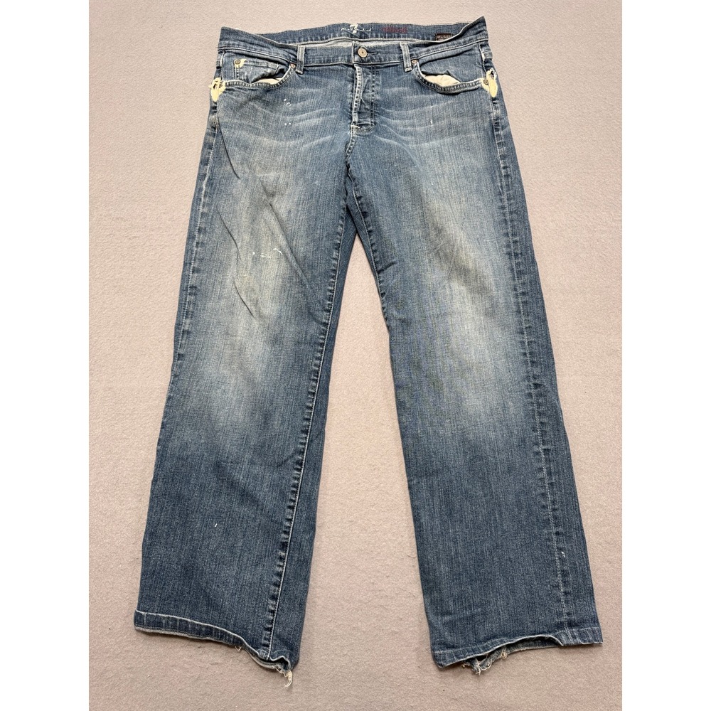 7 For All Mankind Jeans Men's 36x28 Blue Medium Wash Straight Leg Relaxed Fit